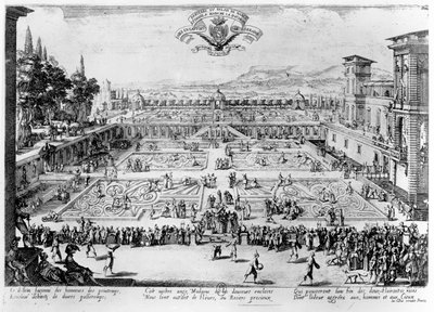 Il giardino del Palais de Nancy, dedicato alla Duchessa di Lorena, 1624 da Jacques Callot